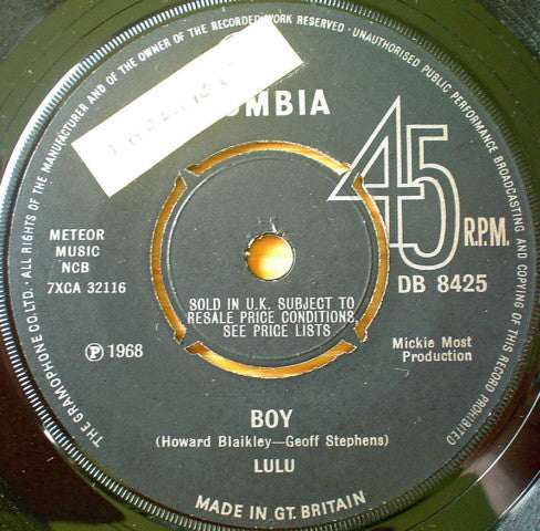 Lulu : Boy (7")
