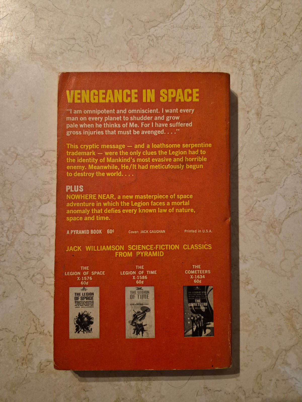 Back cover of One Against the Legion by Jack Williamson with Nowhere Near description