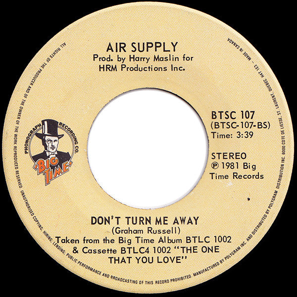 Air Supply : Sweet Dreams / Don't Turn Me Away (7", Single)