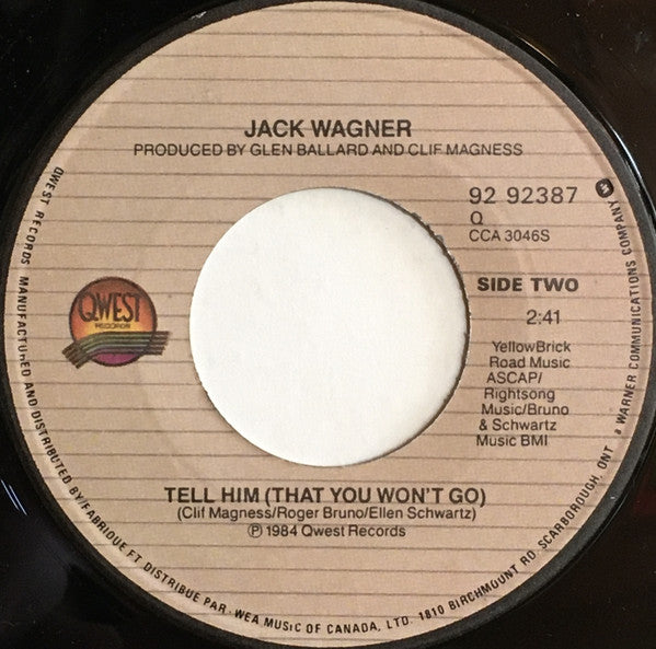 Jack Wagner : All I Need (7", Single)