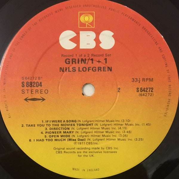 Nils Lofgren - Grin : Grin - 1+1 (2xLP, Comp, Gat)