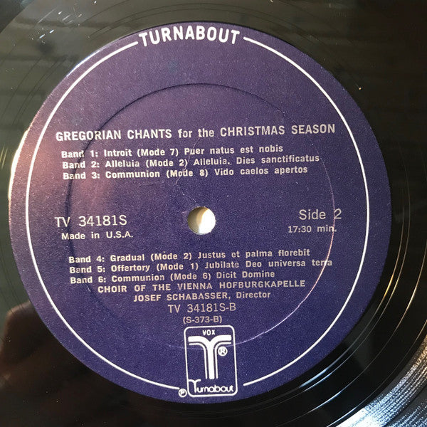 Choir Of The Vienna Hofburgkapelle*, Josef Schabasser : Gregorian Chants For Christmas (LP)