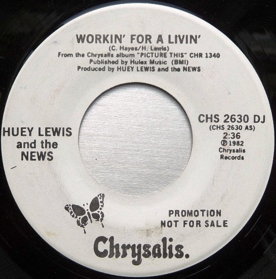 Huey Lewis And The News* : Workin' For A Livin' (7", Promo)