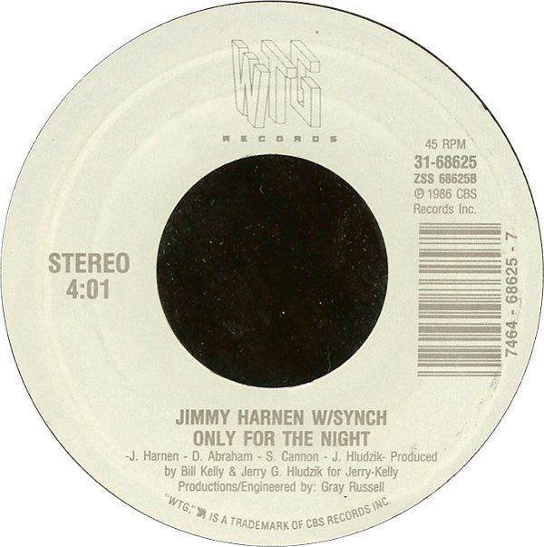 Jimmy Harnen W/ Synch : Where Are You Now? (7", Single, Styrene)