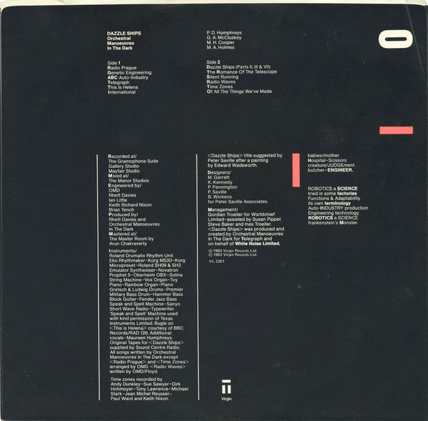 Orchestral Manoeuvres In The Dark : Dazzle Ships (LP, Album)