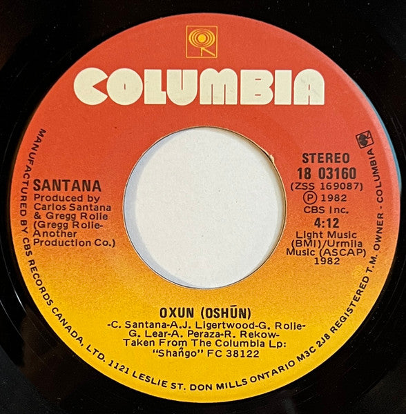Santana : Hold On / Oxun (Oshun) (7", Single)
