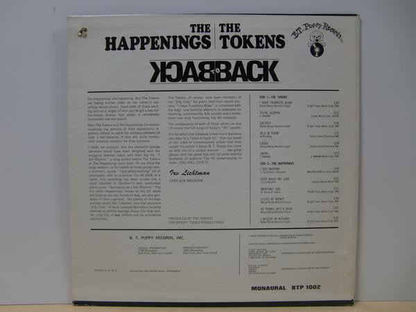 The Happenings / The Tokens : Back To Back (LP, Comp, Mono, Abb)
