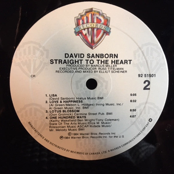 David Sanborn : Straight To The Heart (LP, Album)