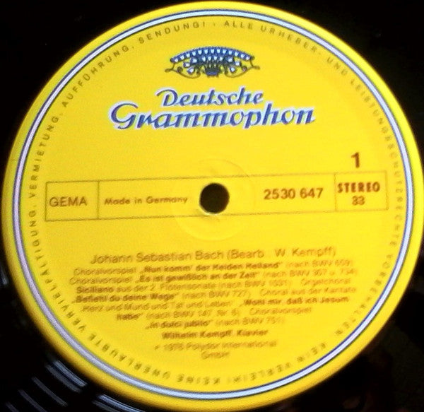 Johann Sebastian Bach, Georg Friedrich Händel, Christoph Willibald Gluck, Wilhelm Kempff : Bach - Handel - Gluck (LP)