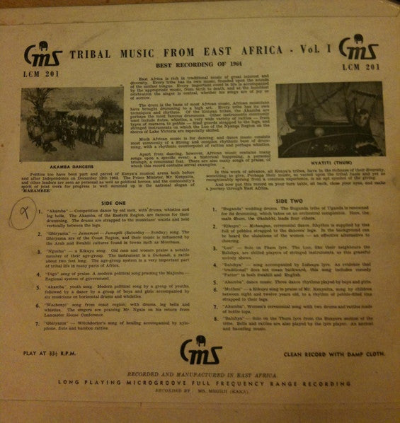 Various : Tribal Music From East Africa Vol. 1 (LP)