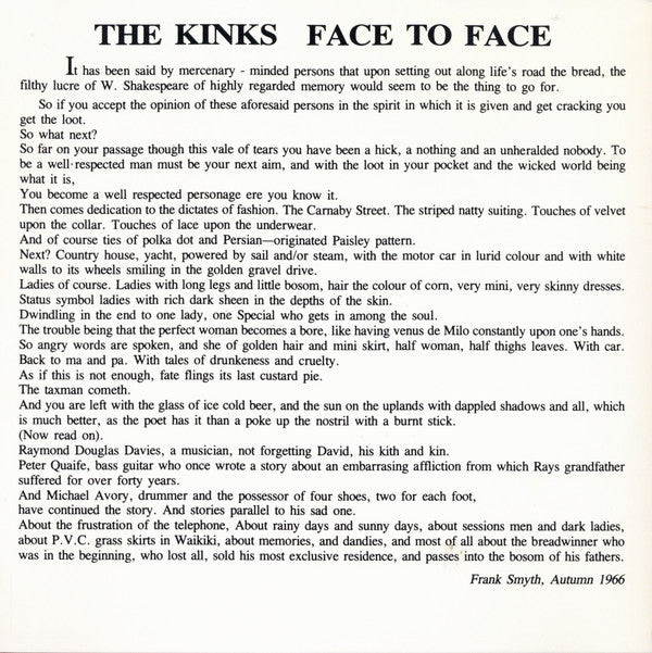 Kinks* : Face To Face (CD, Album, RE)