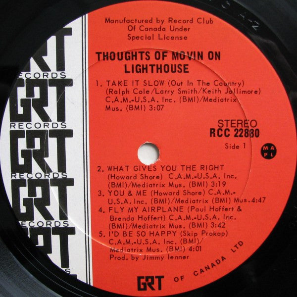 Lighthouse (2) : Thoughts Of Movin' On (LP, Album, Club)