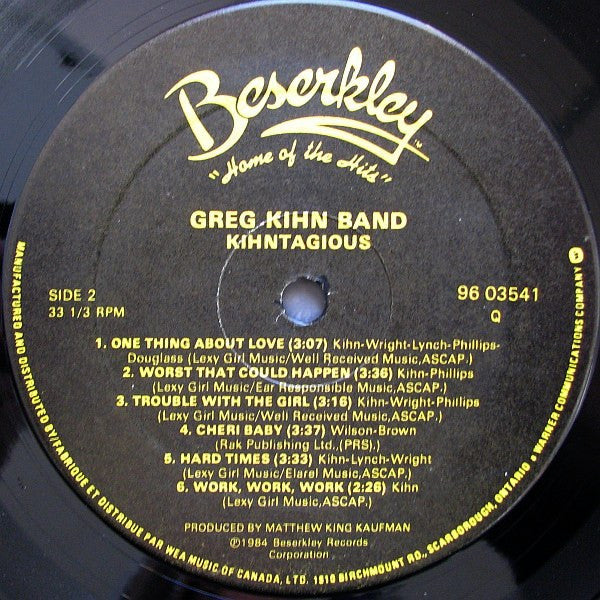 Greg Kihn Band : Kihntagious (LP, Album)