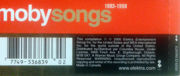 Moby : Songs (1993-1998) (CD, Comp, Club)
