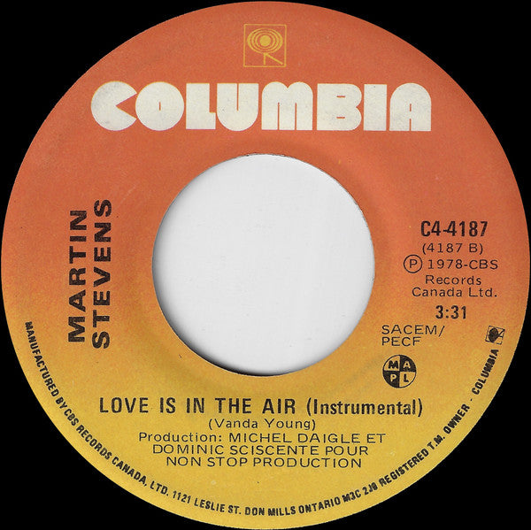 Martin Stevens : Love Is In The Air (7")