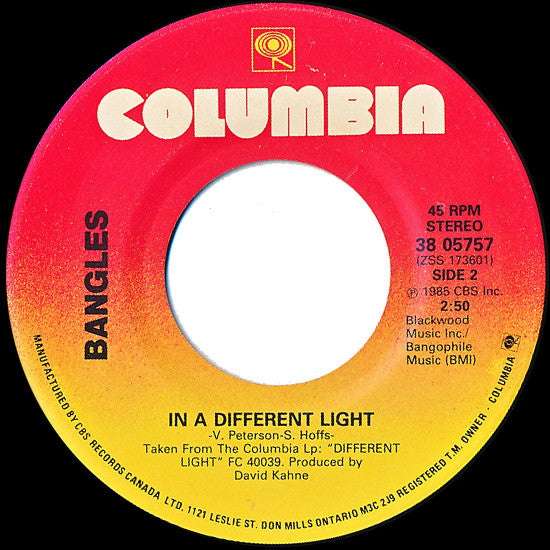Bangles : Manic Monday / In A Different Light (7", Single)