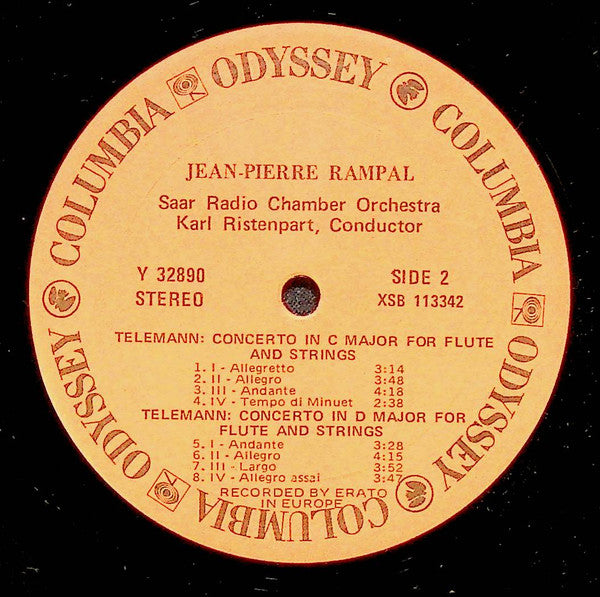 Jean-Pierre Rampal, Bach* / Telemann* : Saar Radio Chamber Orchestra*, Karl Ristenpart : Flute Concertos In G Minor And A Minor / Flute Concertos In C Major And D Major (LP, Album)