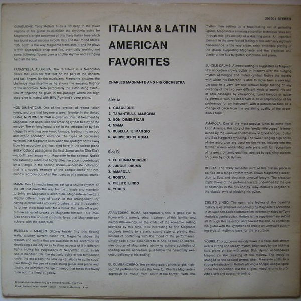 Charles Magnante And His Orchestra : Italian And Latin American Favorites (LP, Album)