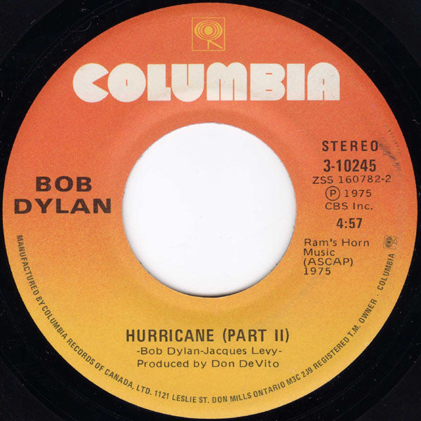 Bob Dylan : Hurricane (Part I) / Hurricane (Part II) (7")