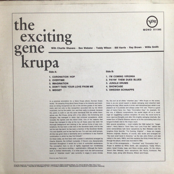 Gene Krupa : The Exciting Gene Krupa (LP, Album, Mono, RE)