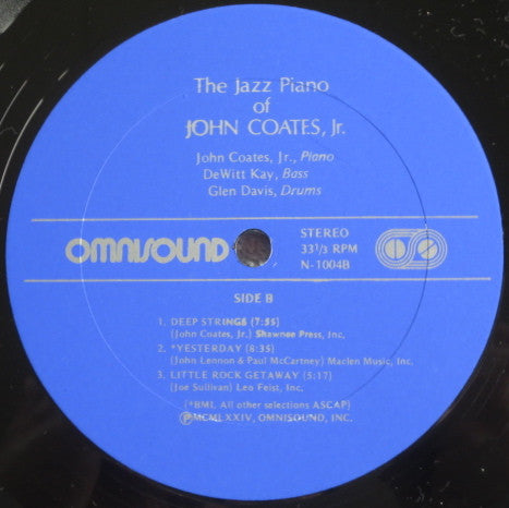 John Coates, Jr : The Jazz Piano Of John Coates, Jr (LP, Album)