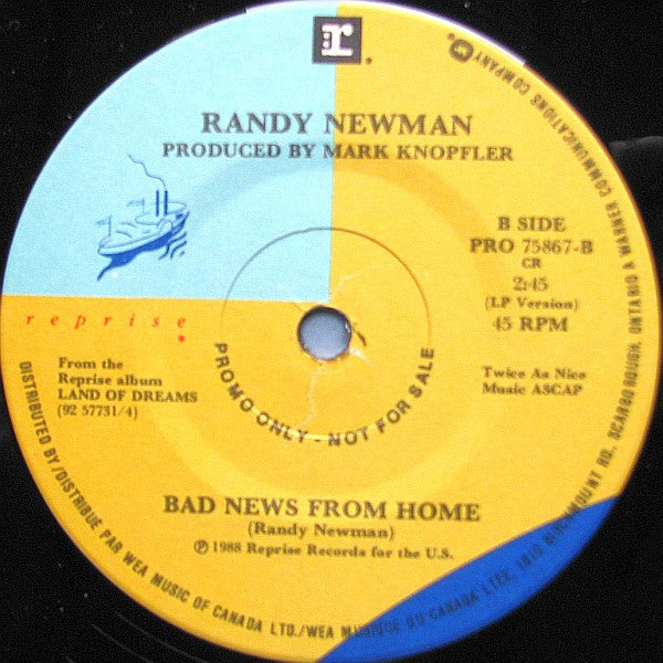 Randy Newman : Falling In Love / Bad News From Home (7", Single, Promo)