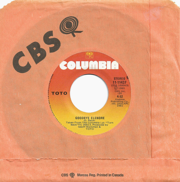 Toto : Goodbye Elenore (7")