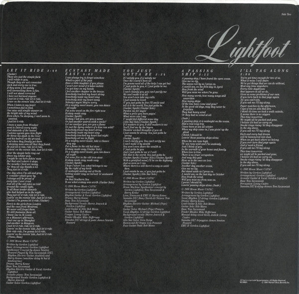 Gordon Lightfoot : East Of Midnight (LP, Album)