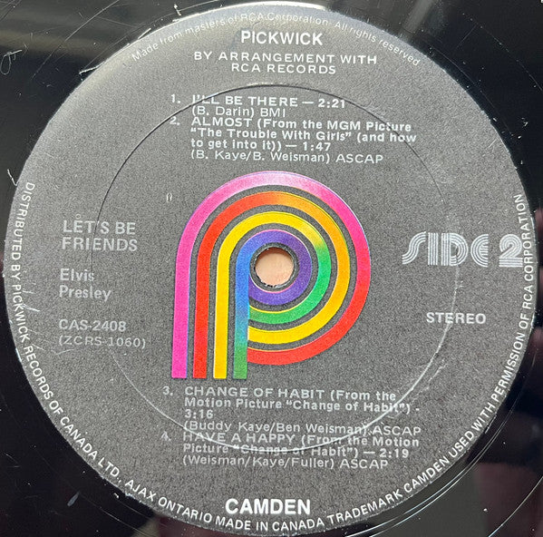 Elvis Presley : Let's Be Friends (LP, Album)
