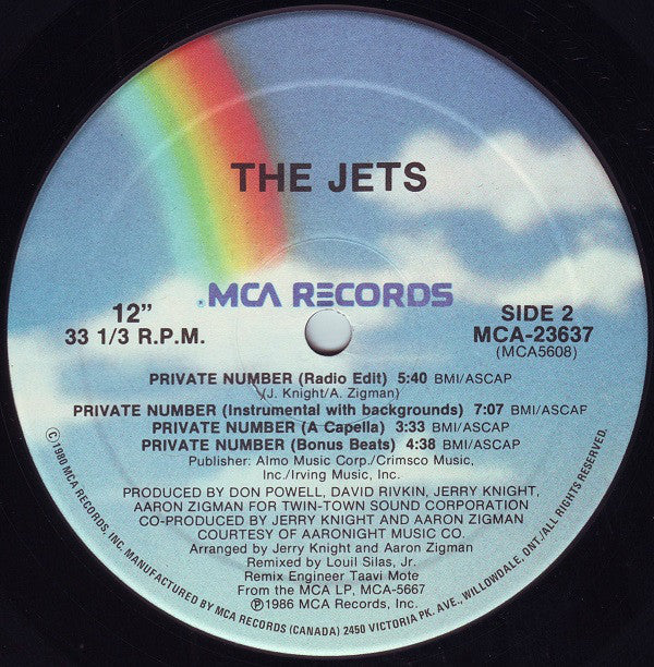 The Jets : Private Number (12" Version) (12", Maxi)