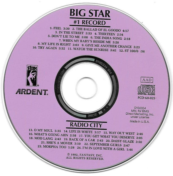 Big Star : #1 Record / Radio City (CD, Comp, Club, RE, RM)
