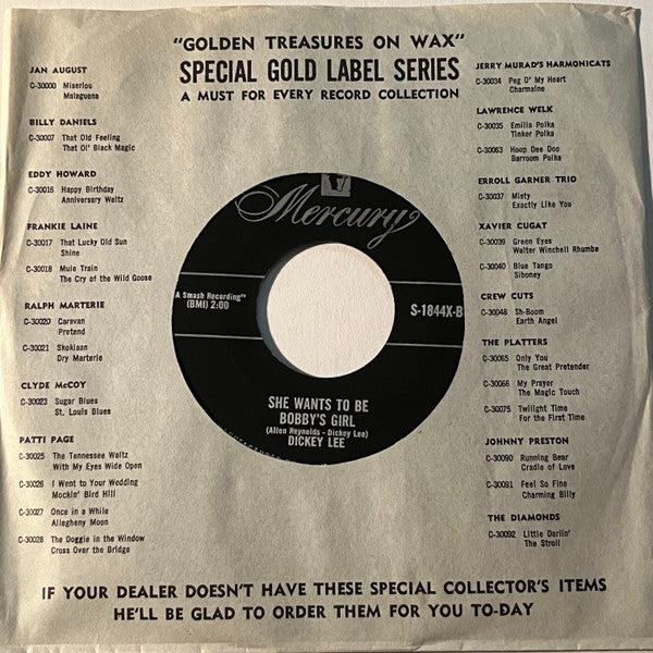 Dickey Lee : The Day The Sawmill Closed Down / She Wants To Be Bobby's Girl (7", Single)