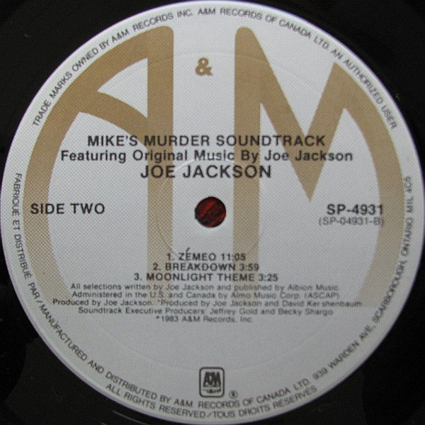 Joe Jackson : Mike's Murder - The Motion Picture Soundtrack (LP, Album)