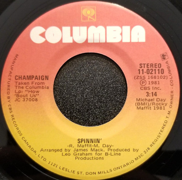 Champaign : I'm On Fire / Spinnin' (7")