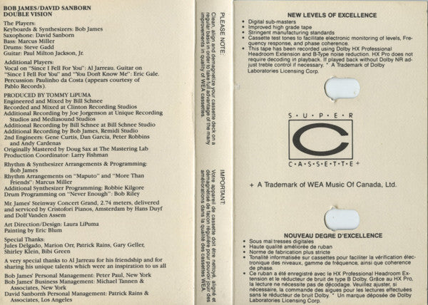 Bob James / David Sanborn : Double Vision (Cass, Album, Dol)