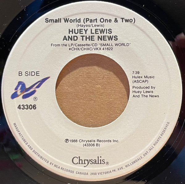 Huey Lewis & The News : Small World (7", Single)