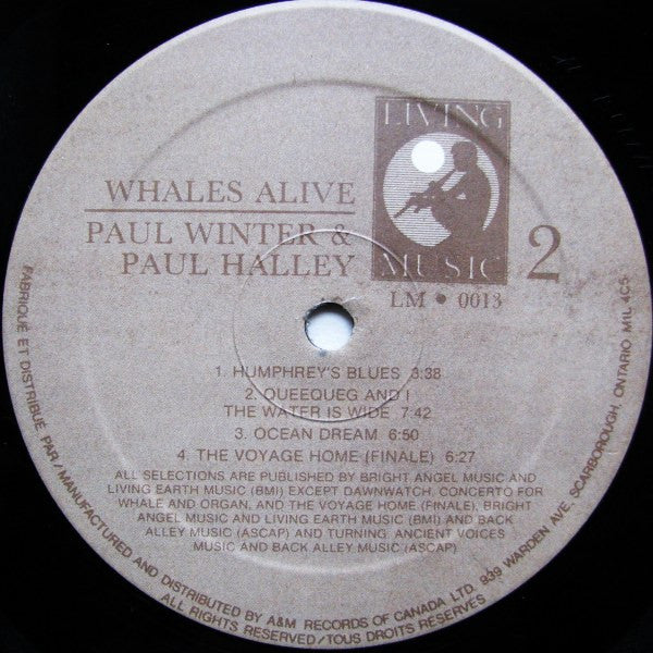 Paul Winter (2) / Paul Halley : Whales Alive (LP, Album)
