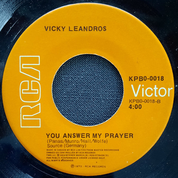 Vicky Leandros : The Love In Your Eyes / You Answer My Prayer (7", Single)