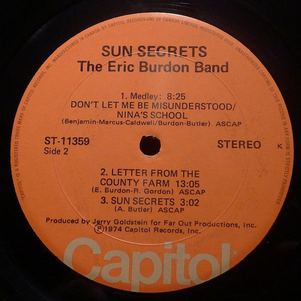 The Eric Burdon Band* : Sun Secrets (LP, Album)