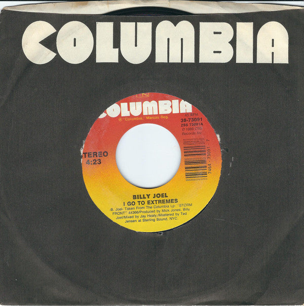 Billy Joel : I Go To Extremes (7", Single, Styrene, Car)