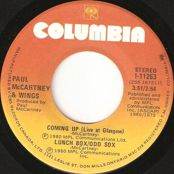 Paul McCartney : Coming Up (7", Single)