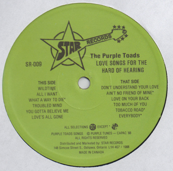 The Purple Toads : Love Songs For The Hard Of Hearing (LP, Album)