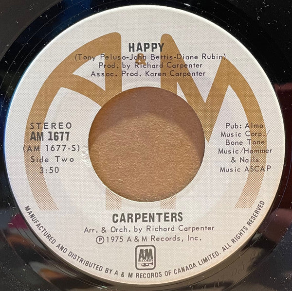 Carpenters : Only Yesterday (7", Single)