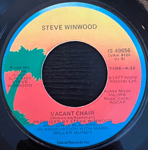 Steve Winwood : While You See A Chance / Vacant Chair (7", Single, Jac)
