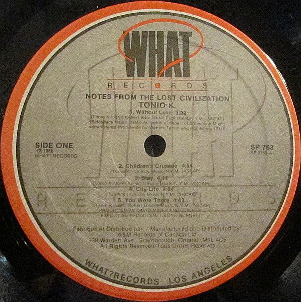 Tonio K. : Notes From The Lost Civilization (LP, Album)