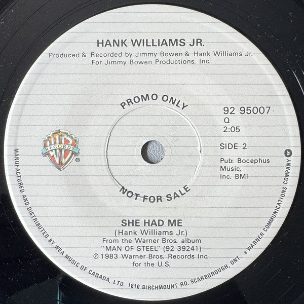 Hank Williams Jr. : Queen Of My Heart / She Had Me (7", Single, Promo)