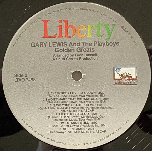 Gary Lewis & The Playboys : Golden Greats (LP, Album, Comp, Win)