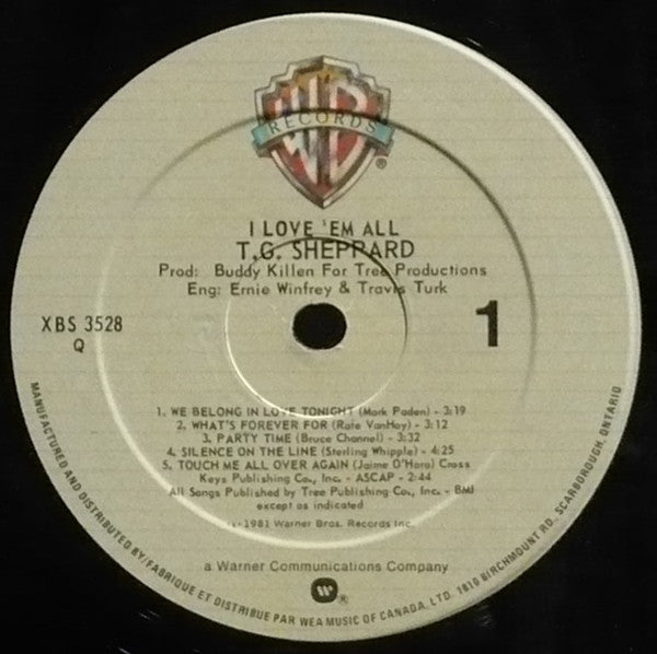 T.G. Sheppard : I Love 'Em All (LP, Album)