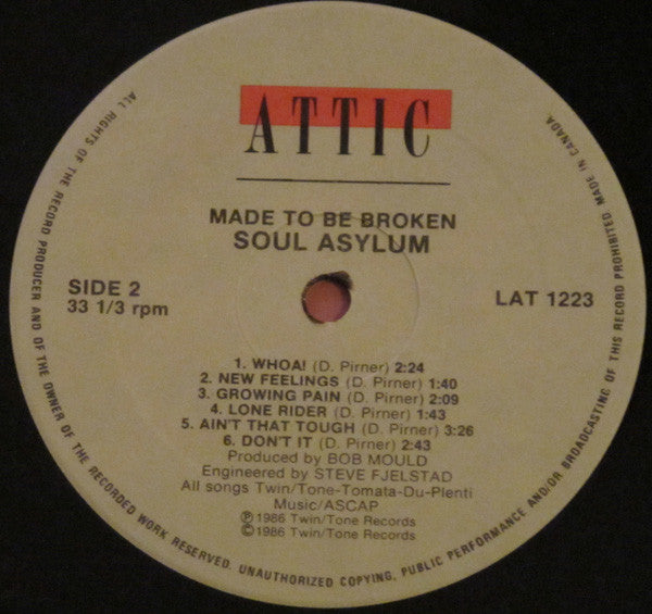 Soul Asylum (2) : Made To Be Broken (LP, Album)