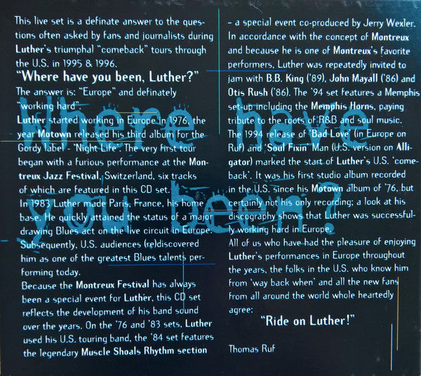 Luther Allison : Where Have You Been? (Live In Montreux 1976 - 1994) (CD, Comp, Dig)